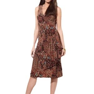 Lauren Ralph Lauren Paisley Faux Wrap Brown Dress